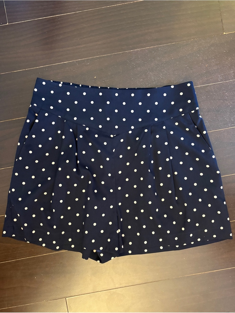 Kimchi Blue Navy with White Polka Dots Smocked Shorts